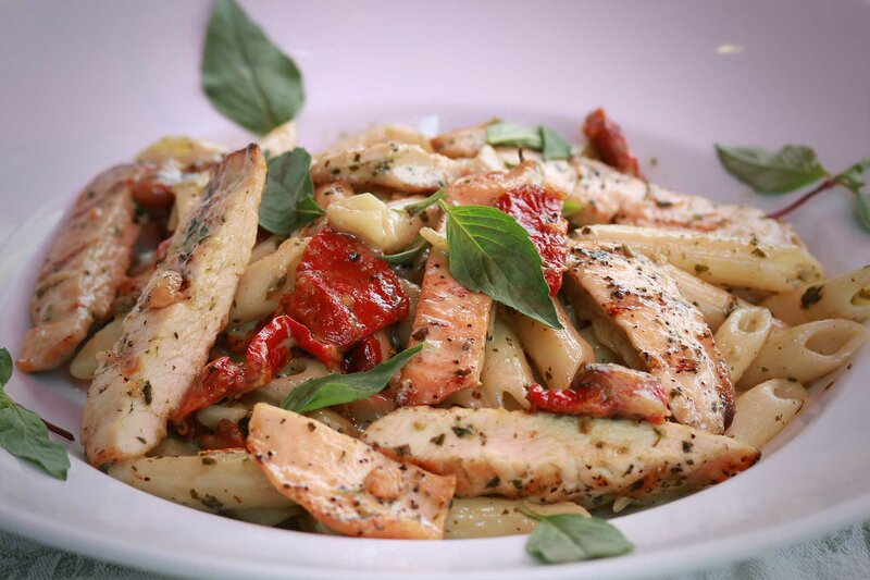 Chicken and penne pasta entree
