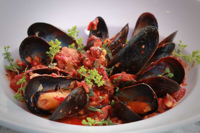 Mussels and chorizo appetizer